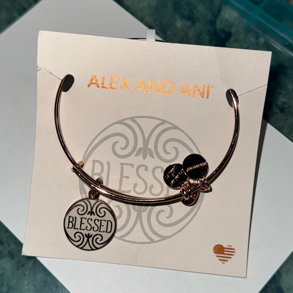 Alex and Ani Rose Gold Blessed Charm Bracelet